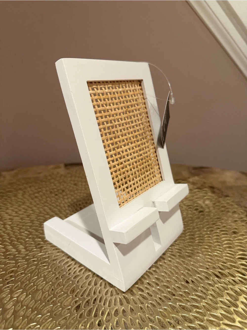 The Container Store Artisan White & Natural Rattan Phone and Tablet Stand